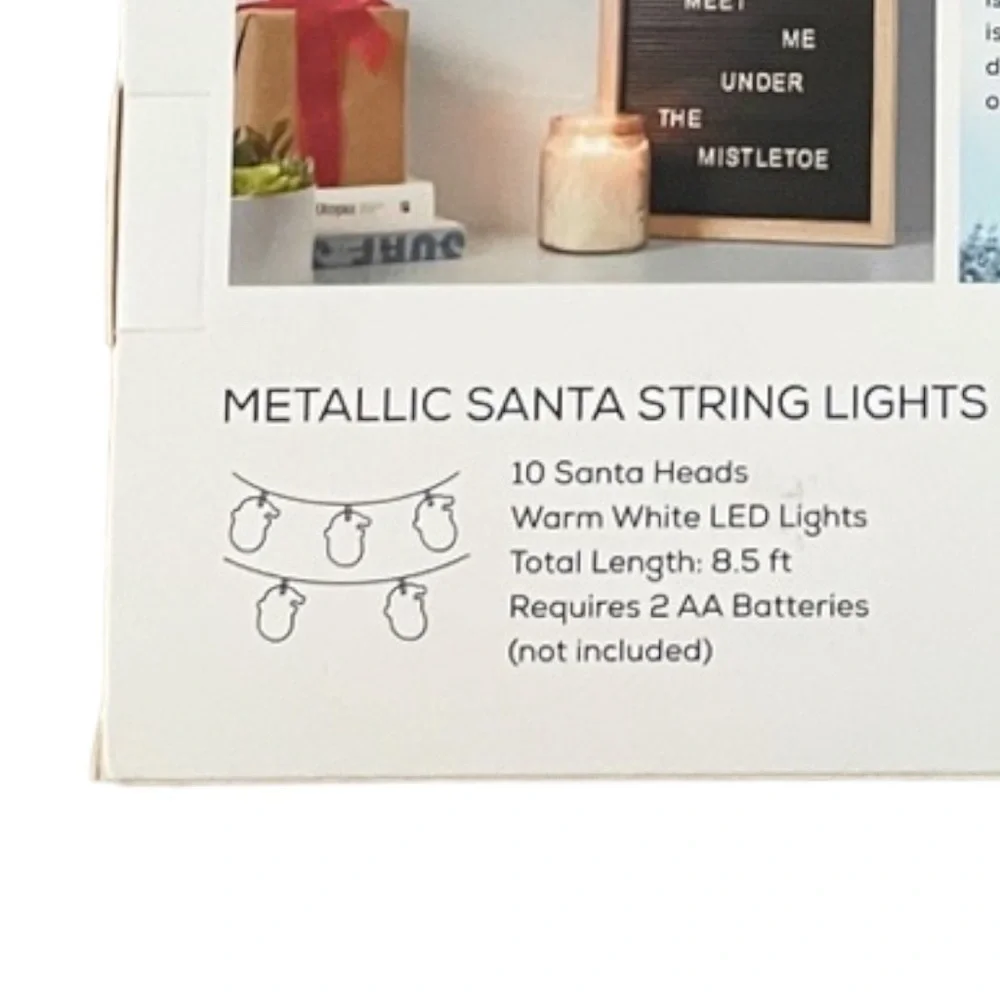 🌺 West & Arrow Christmas Santa Metallic Warm Light LED String Lights NEW